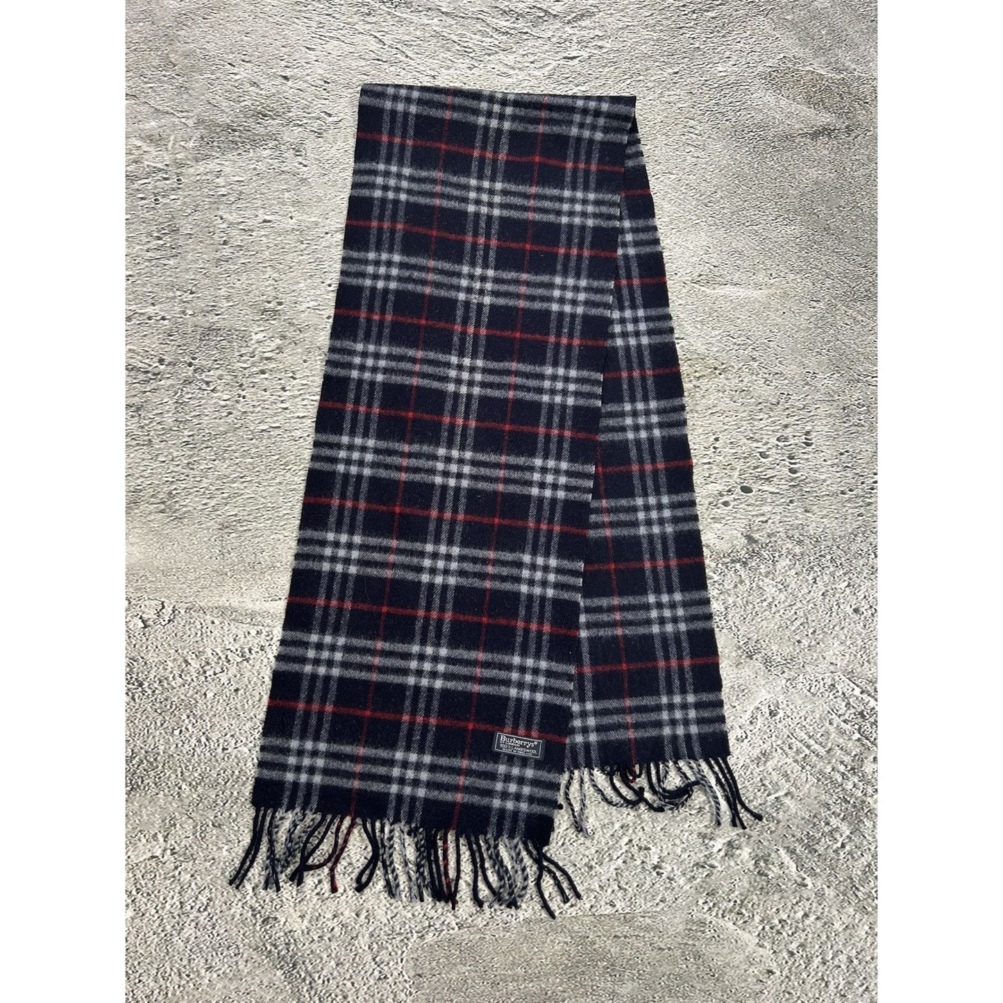 Burberry scarf lambswool cashmere navy blue nova check