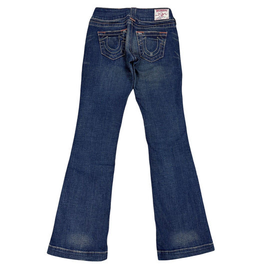 True Religion jeans flared navy contrast stitch Y2K Emma