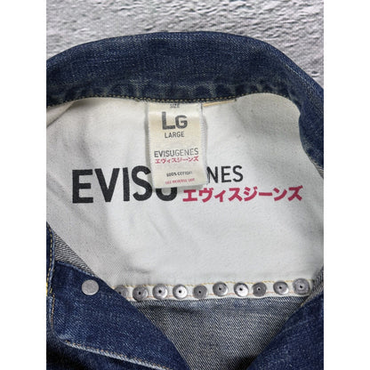 Evisu denim vest studded jacket blue