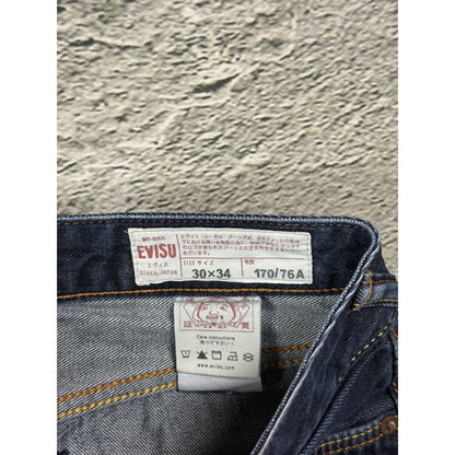 Evisu jeans vintage raw denim blue white painted seagull Y2K