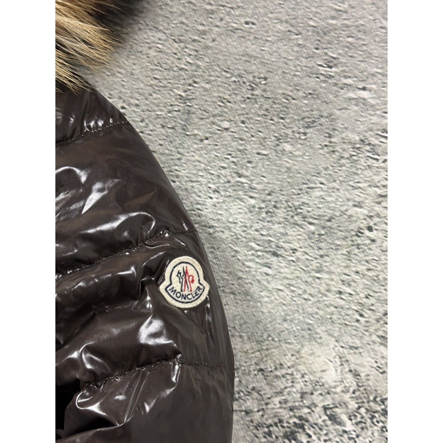 Moncler puffer jacket Albertina Brown Fur boxy hooded