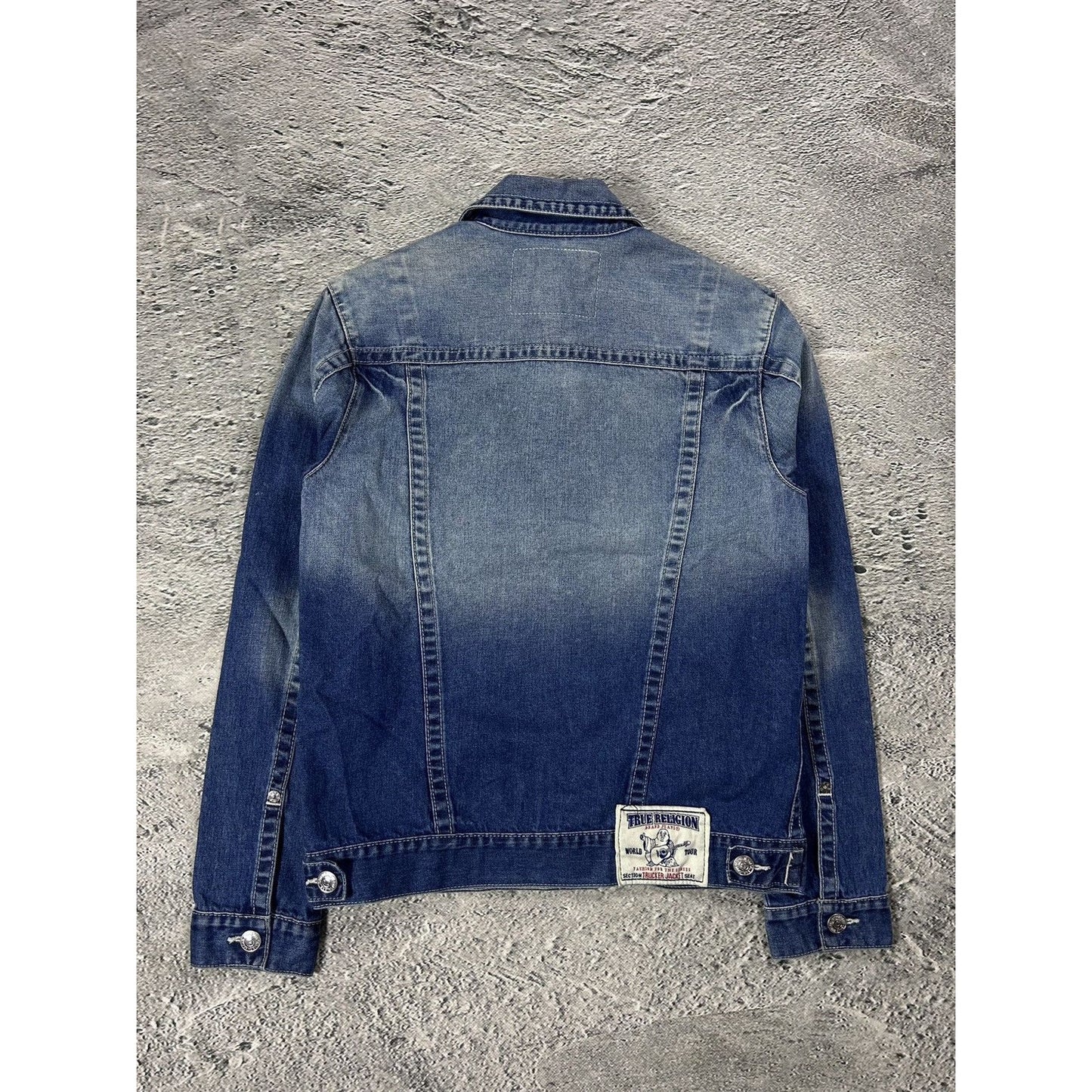 True Religion denim jacket trucker washed blue White