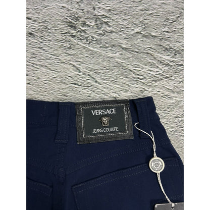 Versace Pants navy blue high rise slim jeans couture