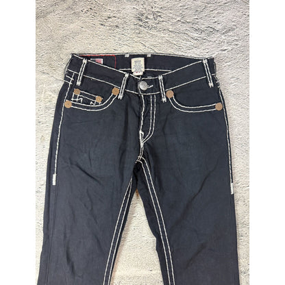 True Religion black jeans white thick stitching Y2K Logan