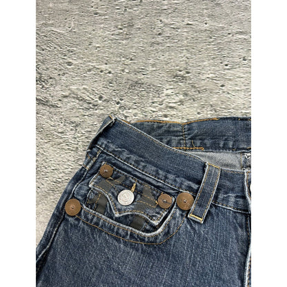 True Religion vintage blue jeans big logo painted black Y2K