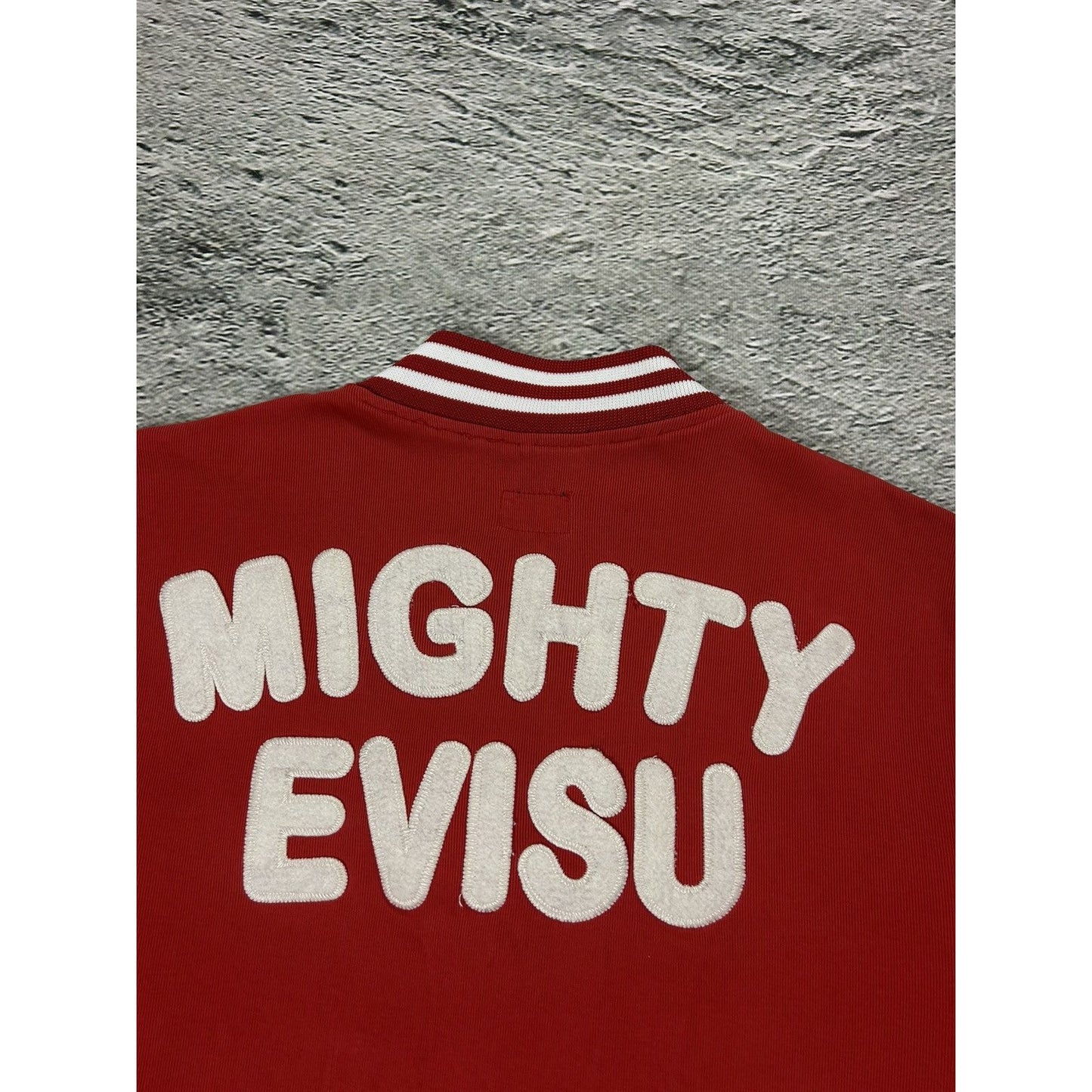Evisu Mighty varsity jacket red big logo zip sweatshirt
