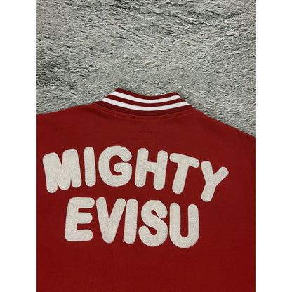 Evisu Mighty varsity jacket red big logo zip sweatshirt