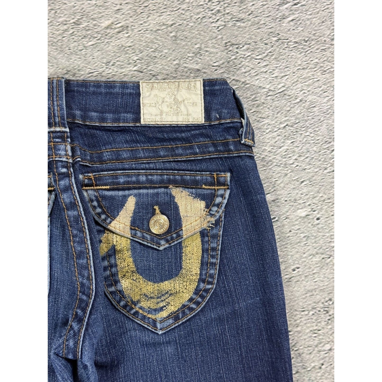 True Religion jeans flared blue Gold painted
