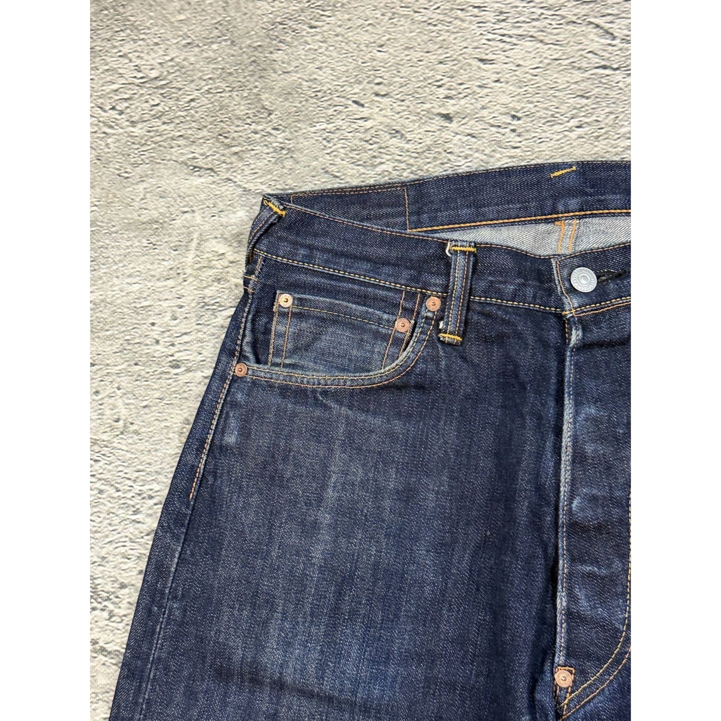 Evisu jeans white daicock big logo blue selvedge denim