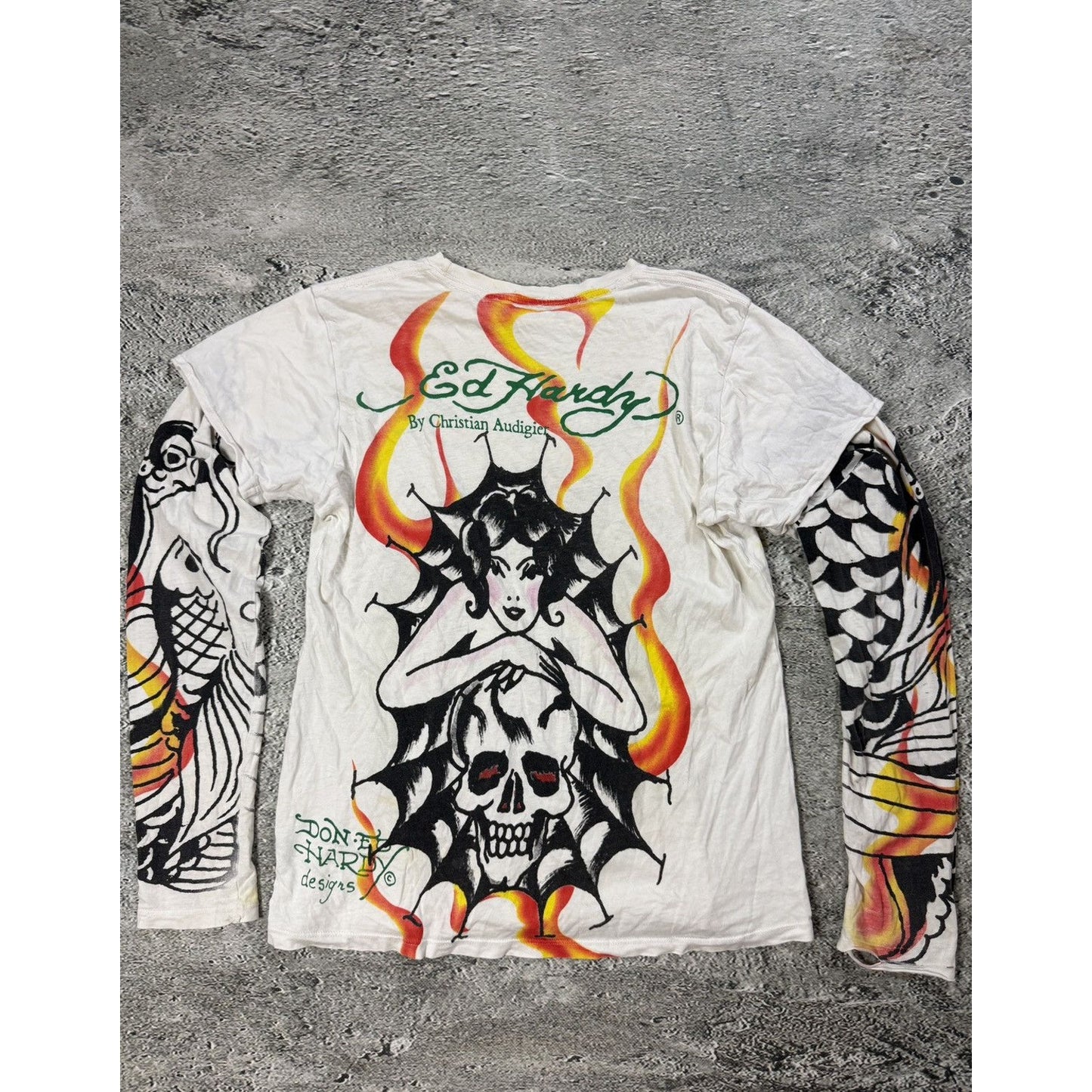 Ed Hardy Christian Audigier vintage white longsleeve t-shirt