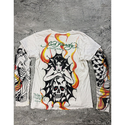 Ed Hardy Christian Audigier vintage white longsleeve t-shirt