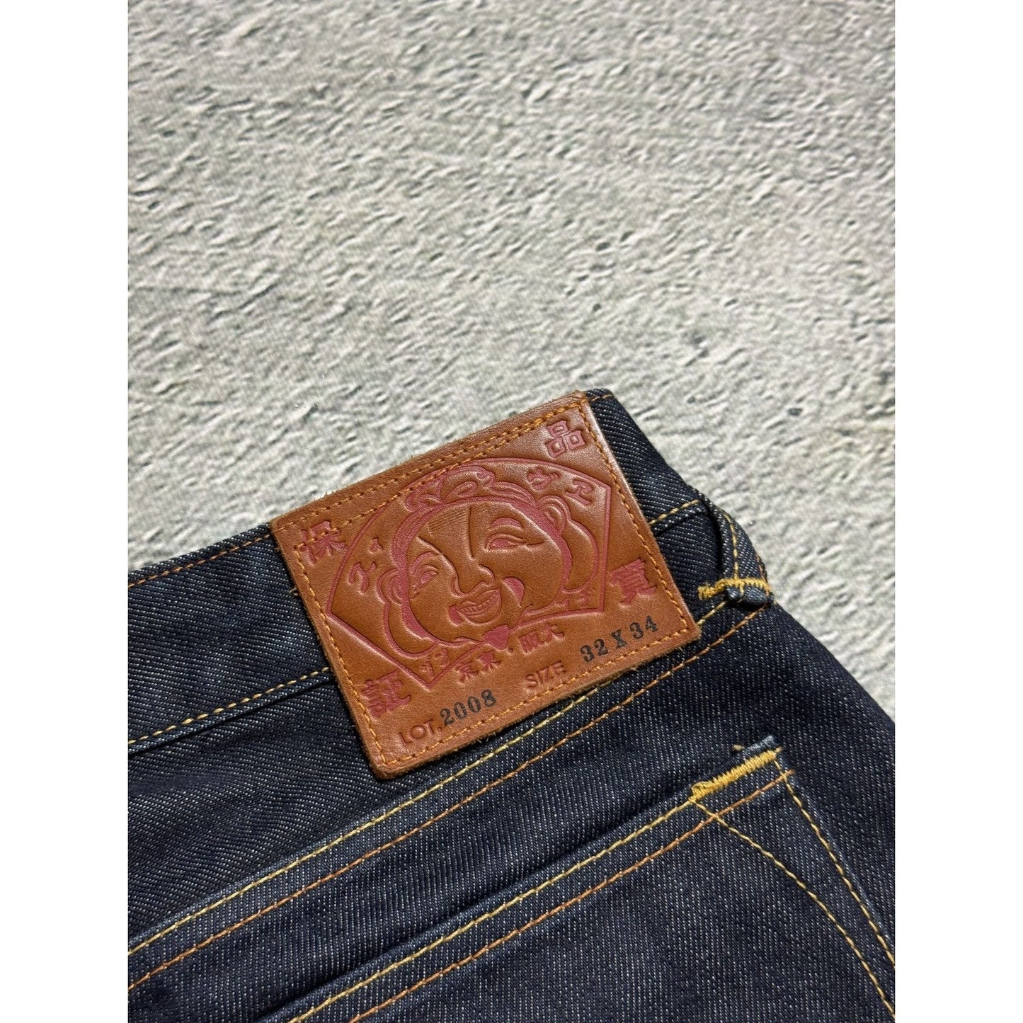 Evisu jeans daicock cargo big logo red selvedge denim
