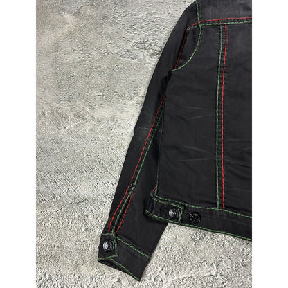 True Religion denim jacket trucker black green red