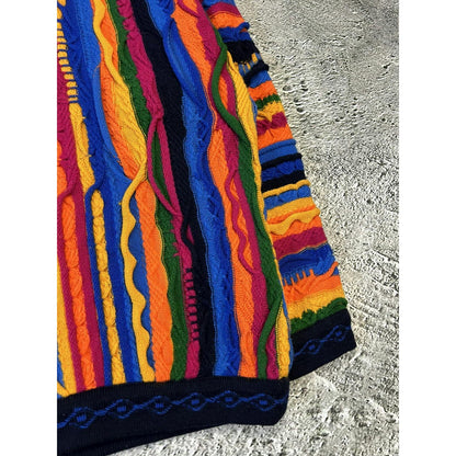 Coogi sweater vintage multicolor cable knit red orange blue