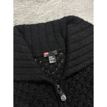 Diesel cardigan vintage zip sweater black Y2K avantgarde