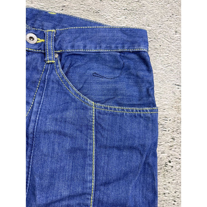 Evisu EU ED jeans vintage denim pants cargo blue yellow Y2K