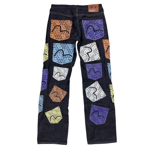 Evisu multipocket jeans multicolor vintage selvedge denim