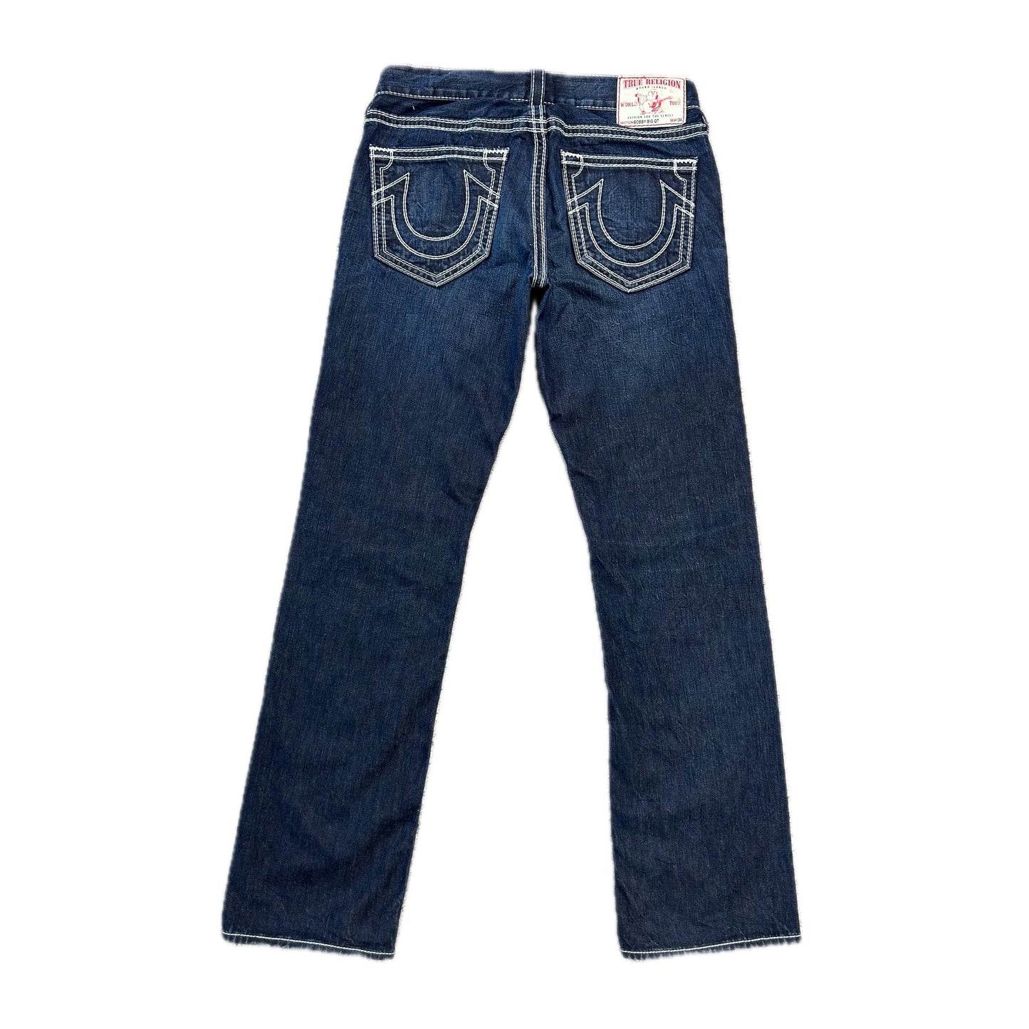 True Religion blue jeans white thick stitching Y2K Bobby