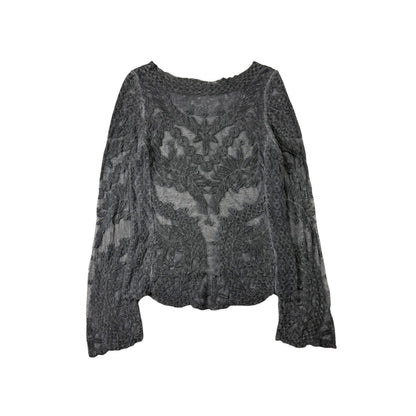 True Religion mesh transparent longsleeve horseshoe