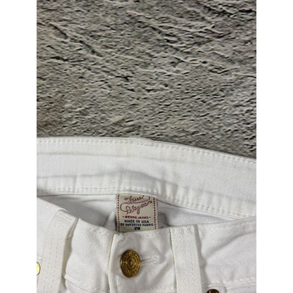True Religion white jeans flared bootcut stitching Joey gold