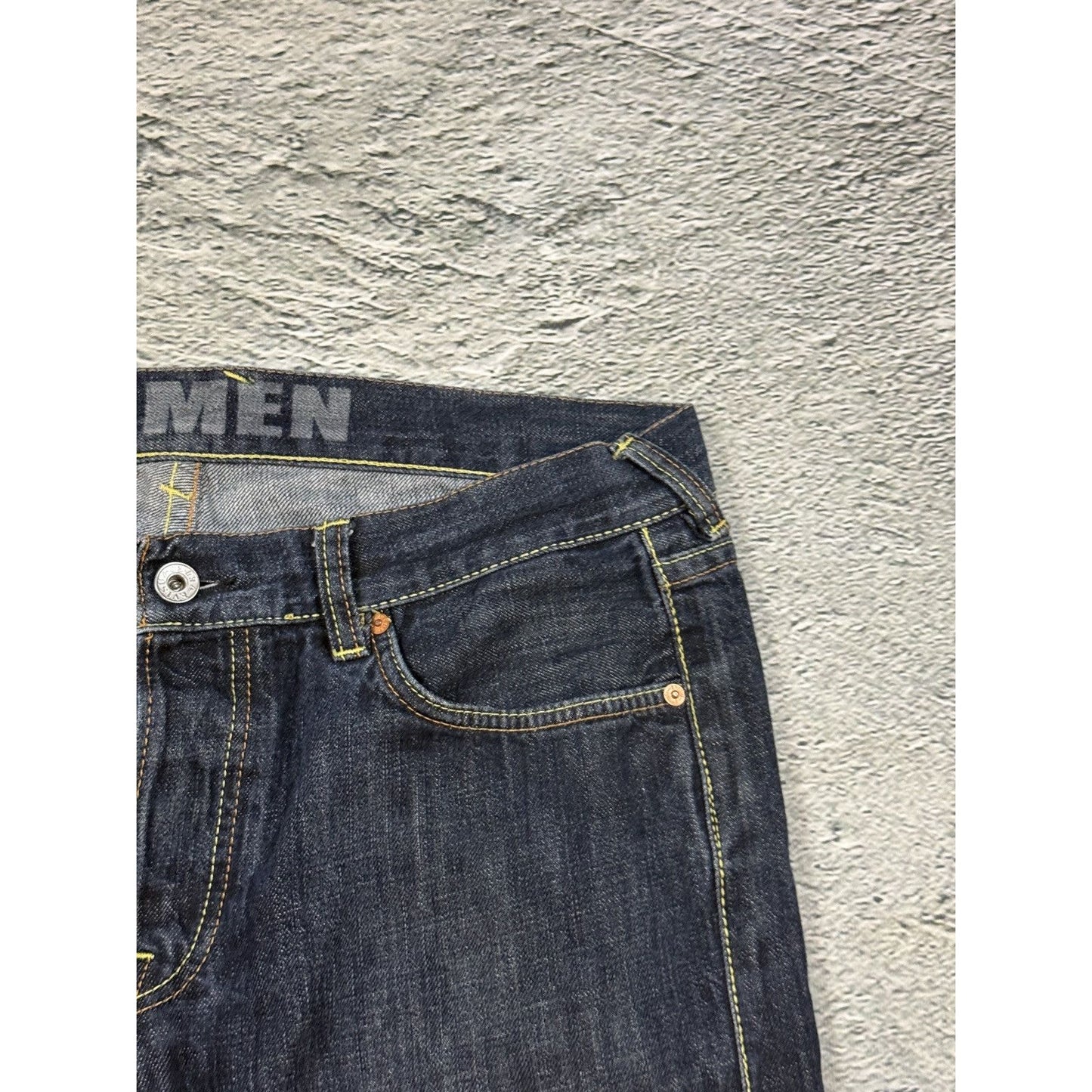 Evisu jeans daicock big logo white navy Ramen EU ED