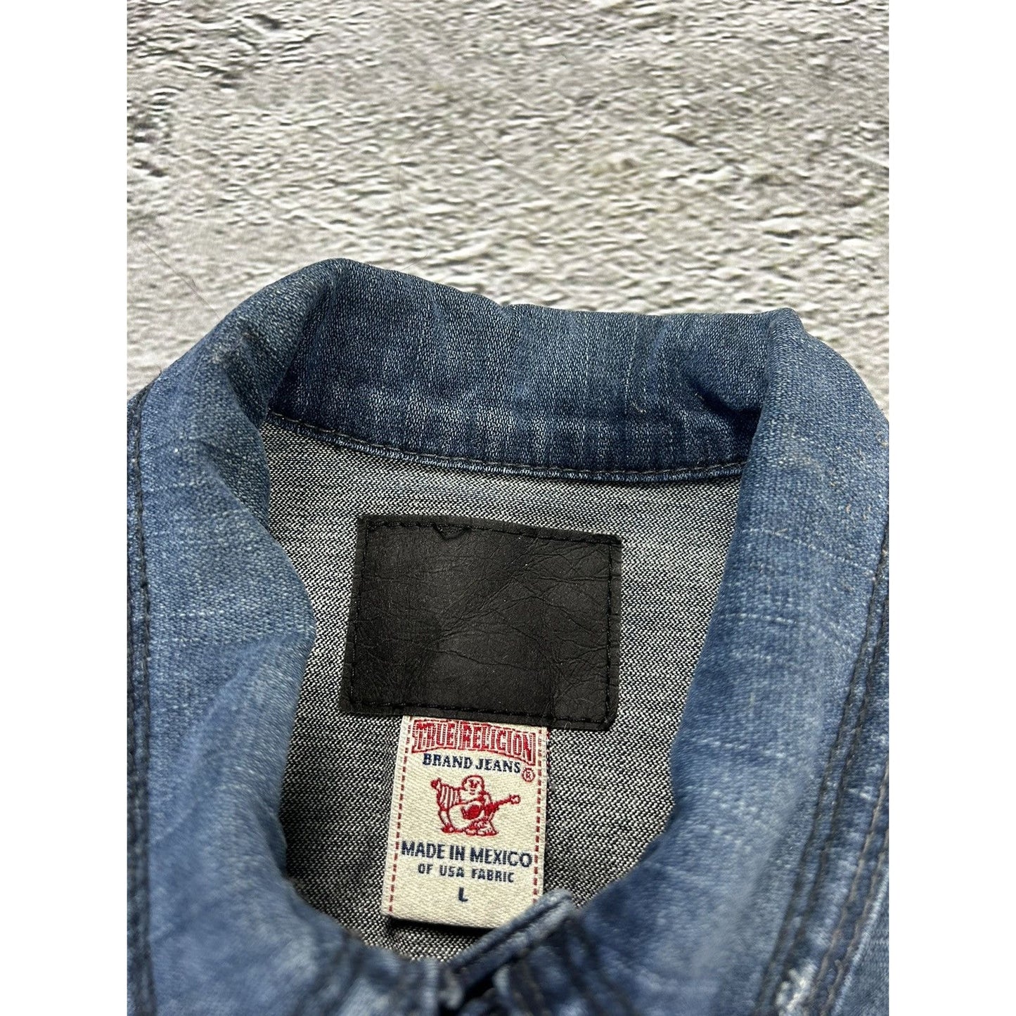 True Religion vintage denim jacket navy contrast stitching
