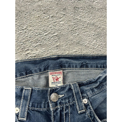 True Religion blue jeans thick stitching straight Y2K