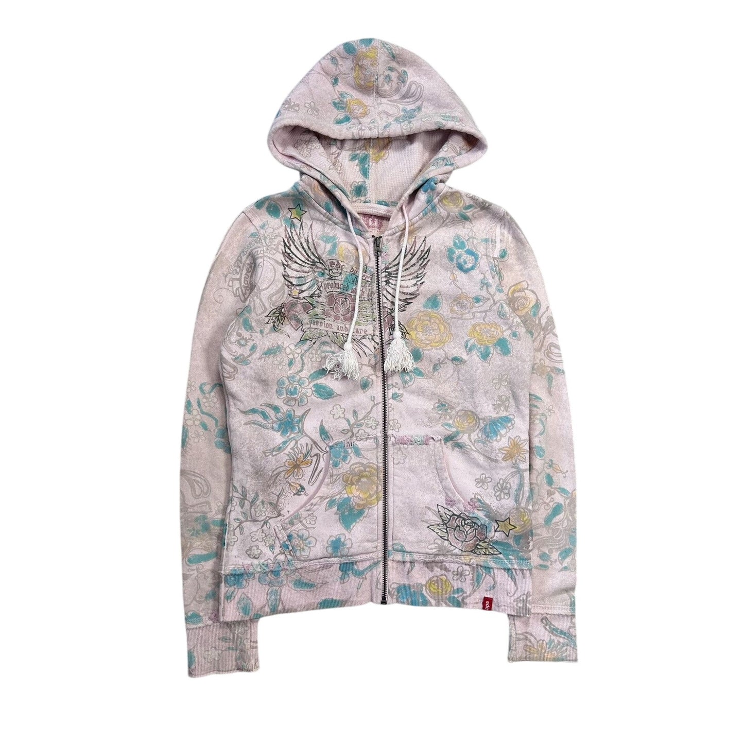 Y2K zip hoodie pink edc esprit Ed Hardy style