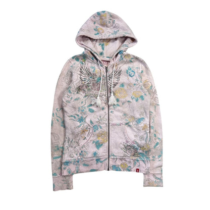 Y2K zip hoodie pink edc esprit Ed Hardy style