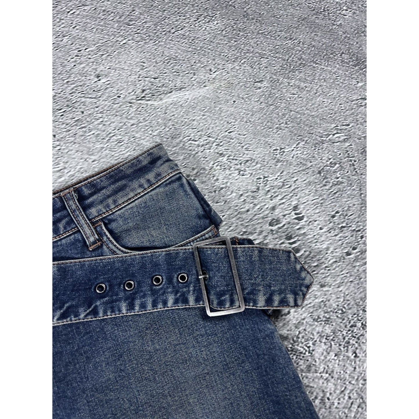 Evisu Donna vintage navy blue skirt seagulls Y2K