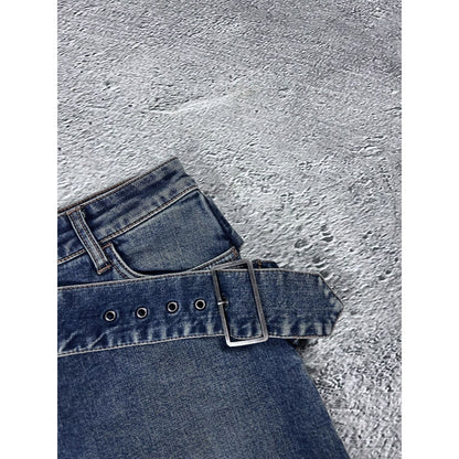 Evisu Donna vintage navy blue skirt seagulls Y2K