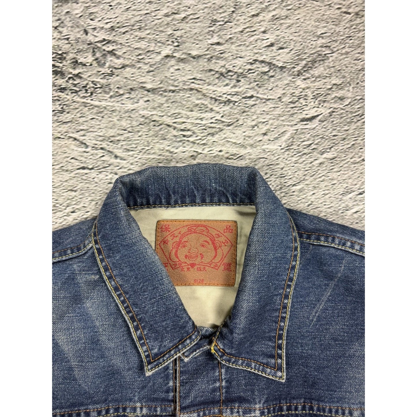 Evisu Japan vintage denim jacket seagulls navy blue