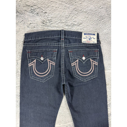 True Religion jeans straight denim red rope stitching