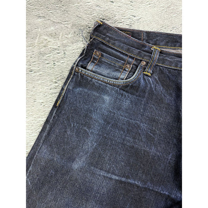 Evisu jeans yellow daicock big logo blue selvedge denim