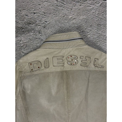 Diesel leather jacket beige vintage avant garde