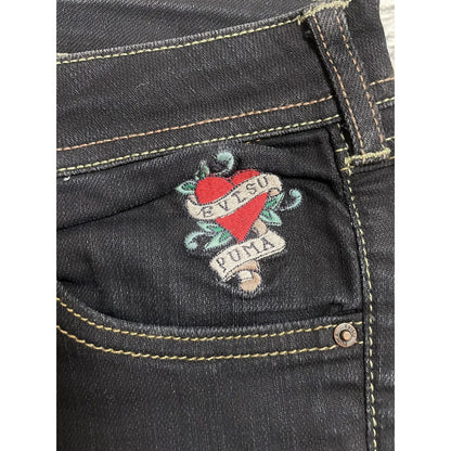 Evisu x Puma vintage black jeans seagulls Y2K