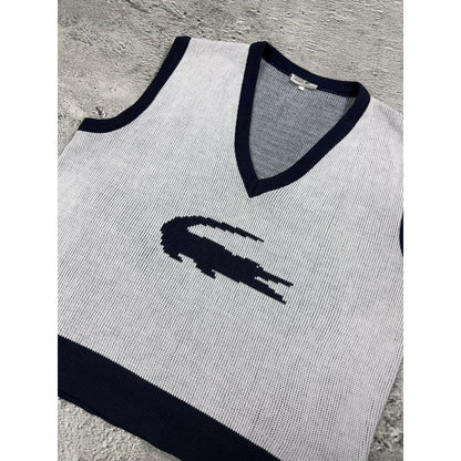 Lacoste vintage white sweater vest big logo 80s
