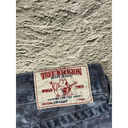True Religion jeans washed denim white paited acidwash