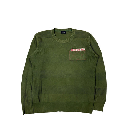 Diesel vintage sweater khaki Y2K big logo red
