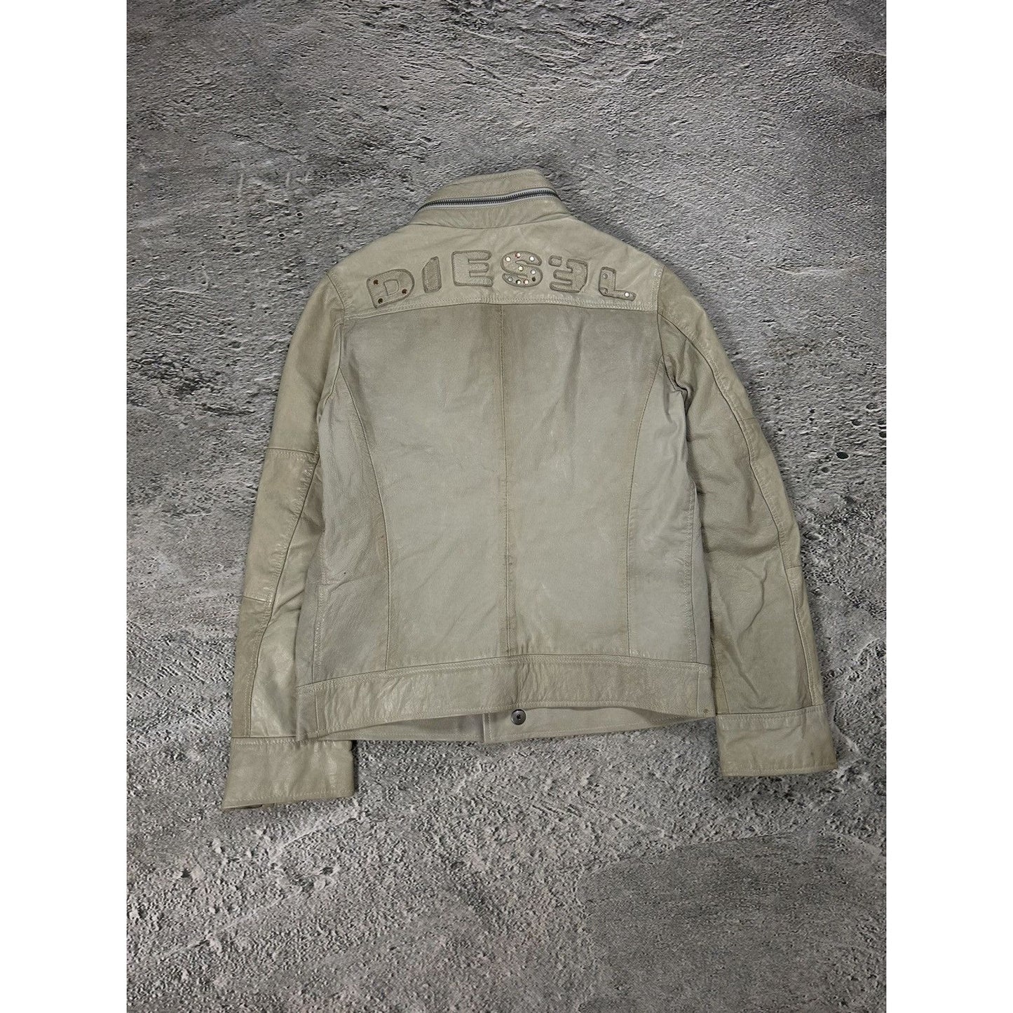 Diesel leather jacket beige vintage avant garde