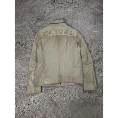 Diesel leather jacket beige vintage avant garde