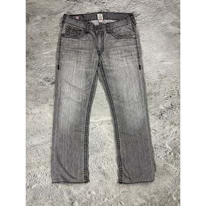 True Religion grey jeans black thick stitching Y2K Logan