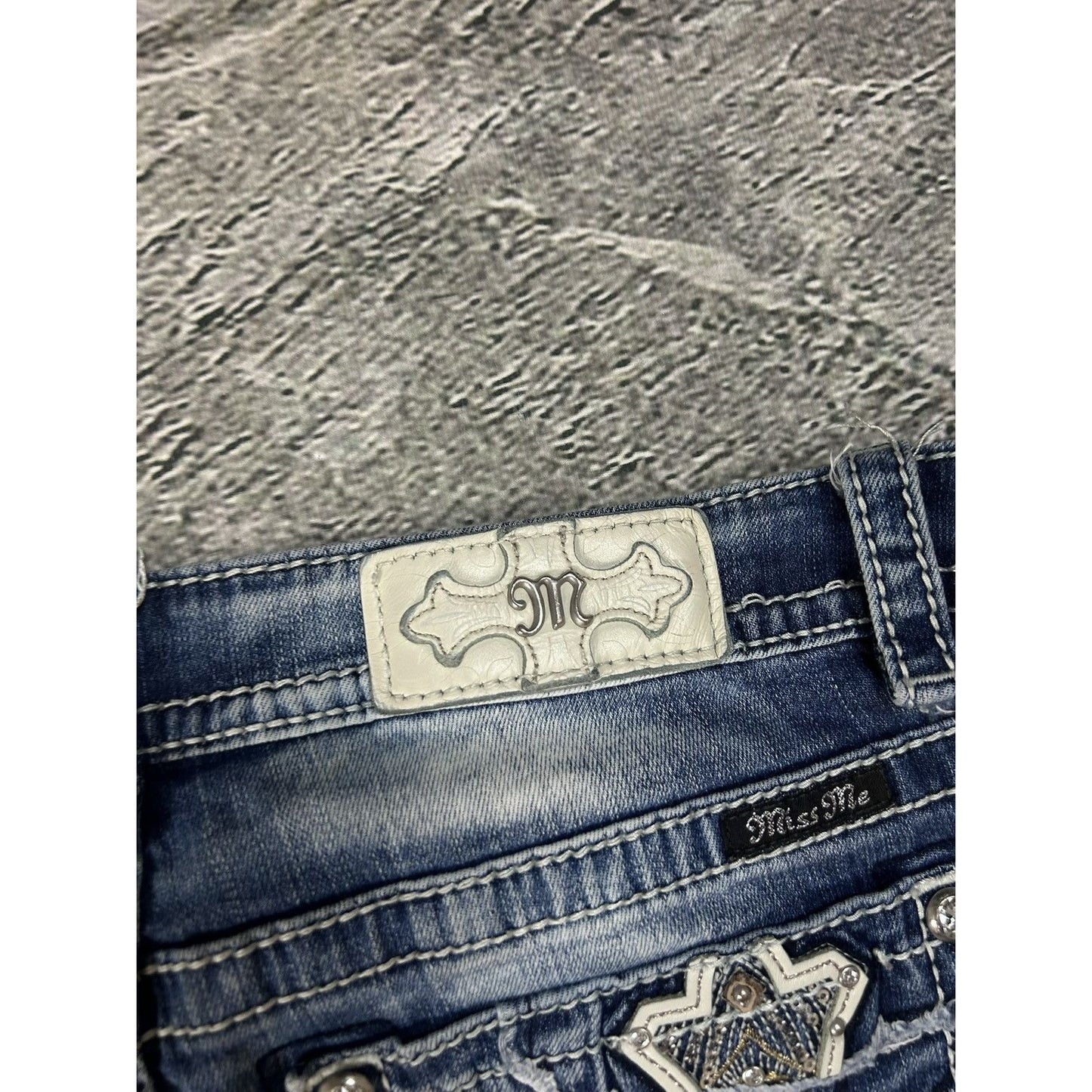 Miss Me flared bootcut white stitching denim vintage y2k