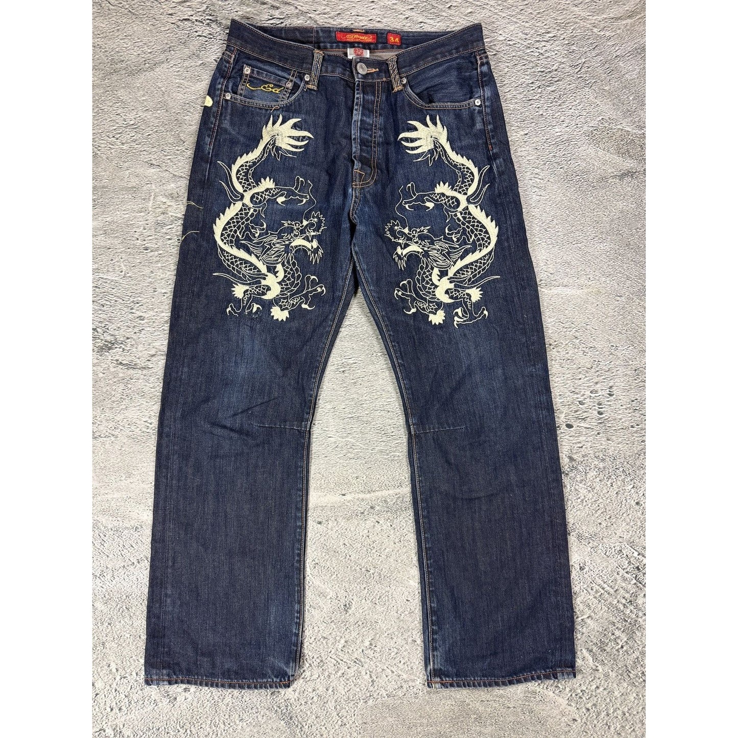 Ed Hardy Christian Audigier vintage jeans big logo dragon