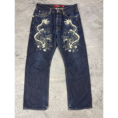 Ed Hardy Christian Audigier vintage jeans big logo dragon