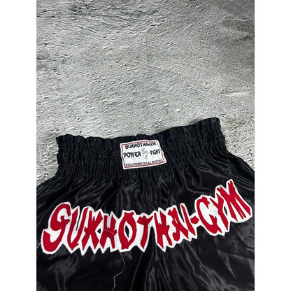 Vintage Muay Thai Boxing shorts Black red Y2K