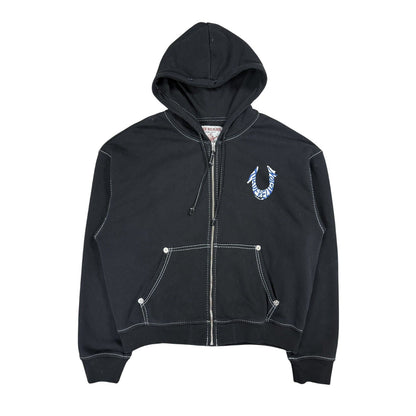 True Religion vintage black zip hoodie white big logo