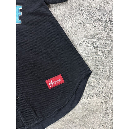 Supreme Button Up Baseball Jersey black big logo