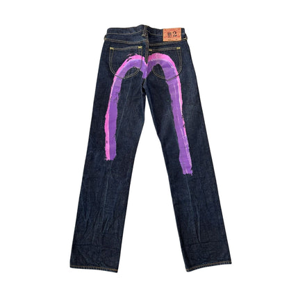 Evisu jeans daicock big logo vintage gradient purple pink