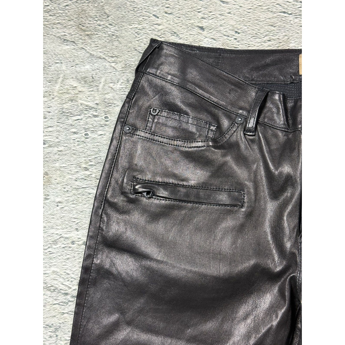 True Religion vintage jeans leather Goat biker black Hedi